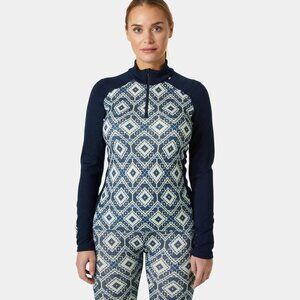 Helly Hansen Merino Midweight Graphic Half-Zip Base Layer, Large